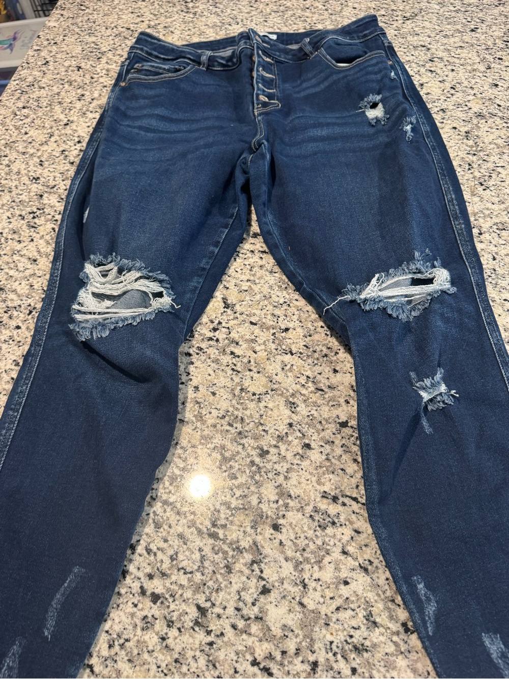 Maurices Dark Blue Distressed Ankle Jeans